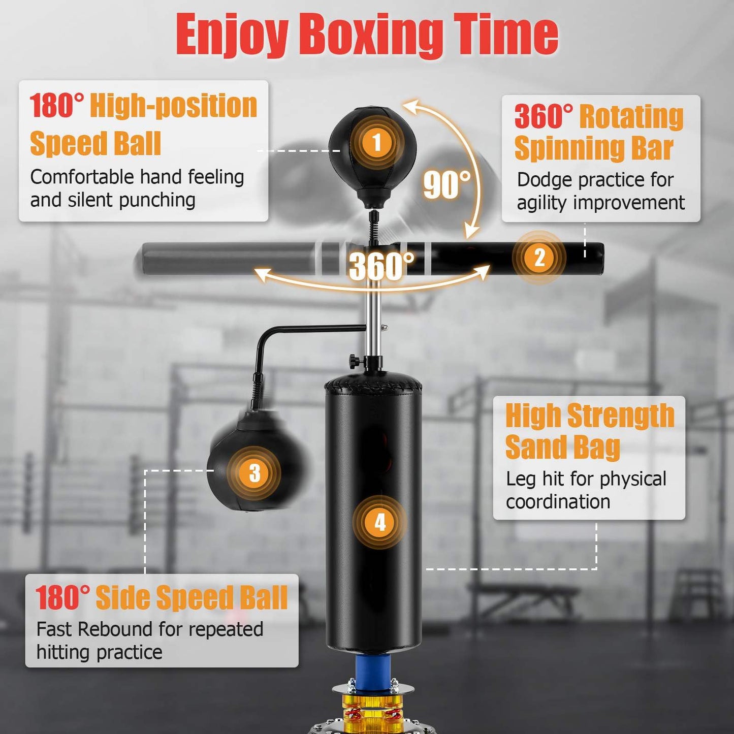 Freestanding 360°Spinning Bar w/Dual Boxing Speed Balls