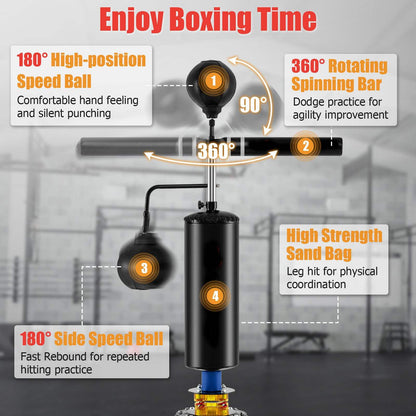 Freestanding 360°Spinning Bar w/Dual Boxing Speed Balls