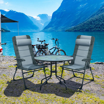 4PCS Patio Dining Chairs & Ottoman With 7-Position Adjustable Backrest
