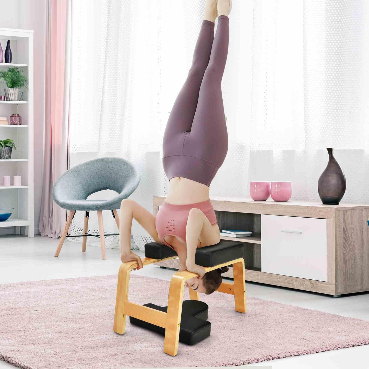 Yoga Headstand Bench Upside Down Chair for Balance Training