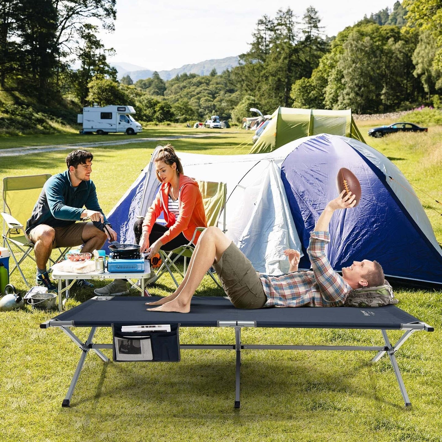 Folding Camping Cot Extra Wide Sleeping Pad for Adults and Children