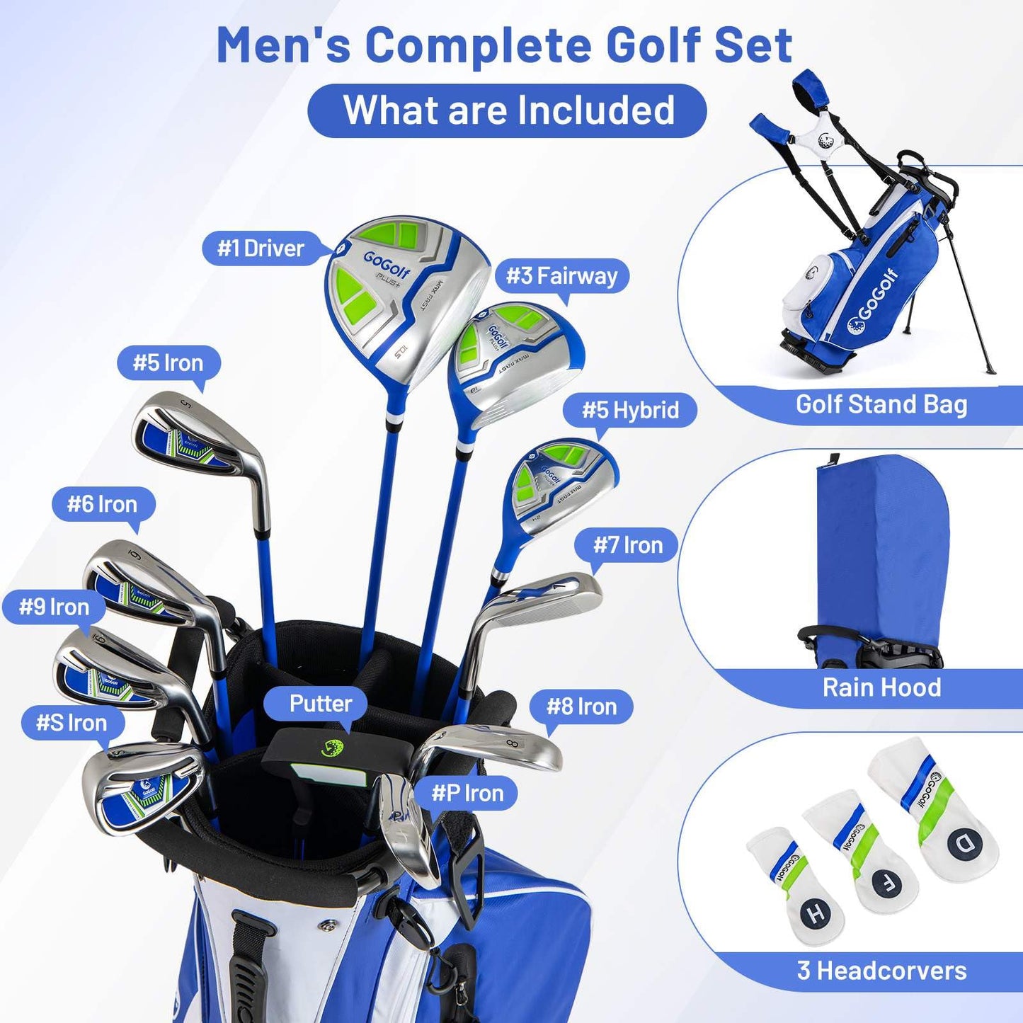 Men's Complete Golf Clubs and Bag Set