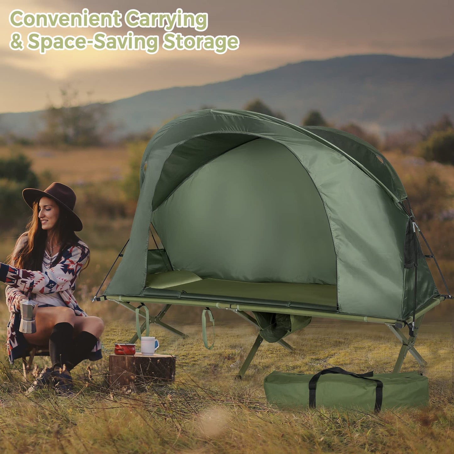 4-In-1 Camping Cot Tent for 1 Person to Use for Outdoor Activities