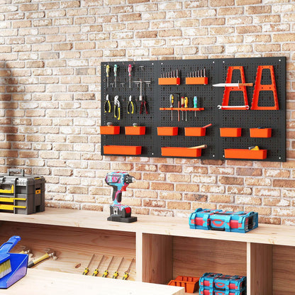 9-Bin Parts Rack Organizer with Hammer Racks and Tool Holders