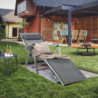 Outdoor Aluminum Chaise Lounge Chair with 8 Back and 2 Leg Adjustable Positions