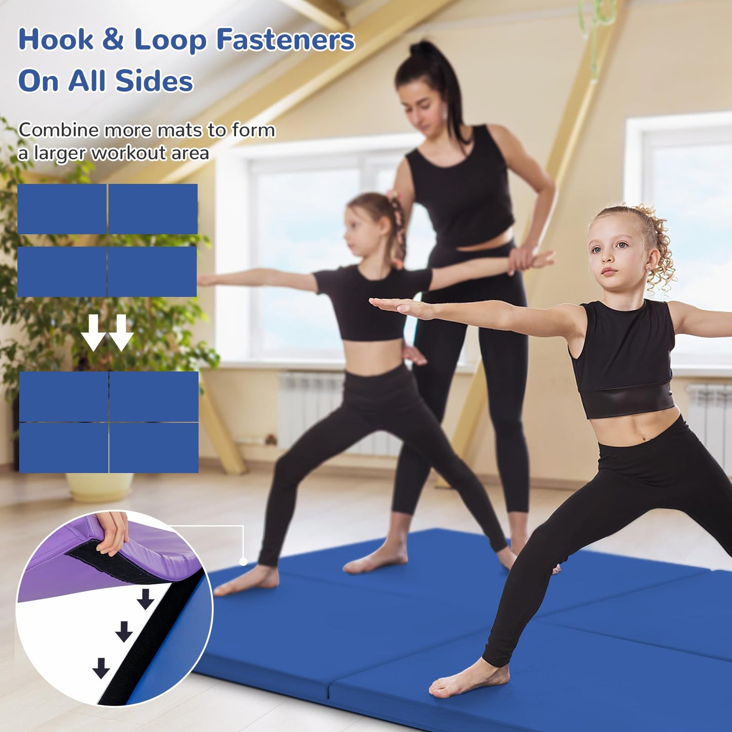 180cm x 60cm Extra Thick Foam Folding Gymnastics Exercise Mat with Carrying Handles