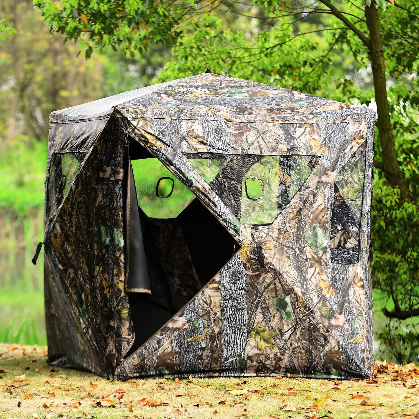 Portable Hunting Blind 3 Person Pop-up Ground Tent w/Gun Ports