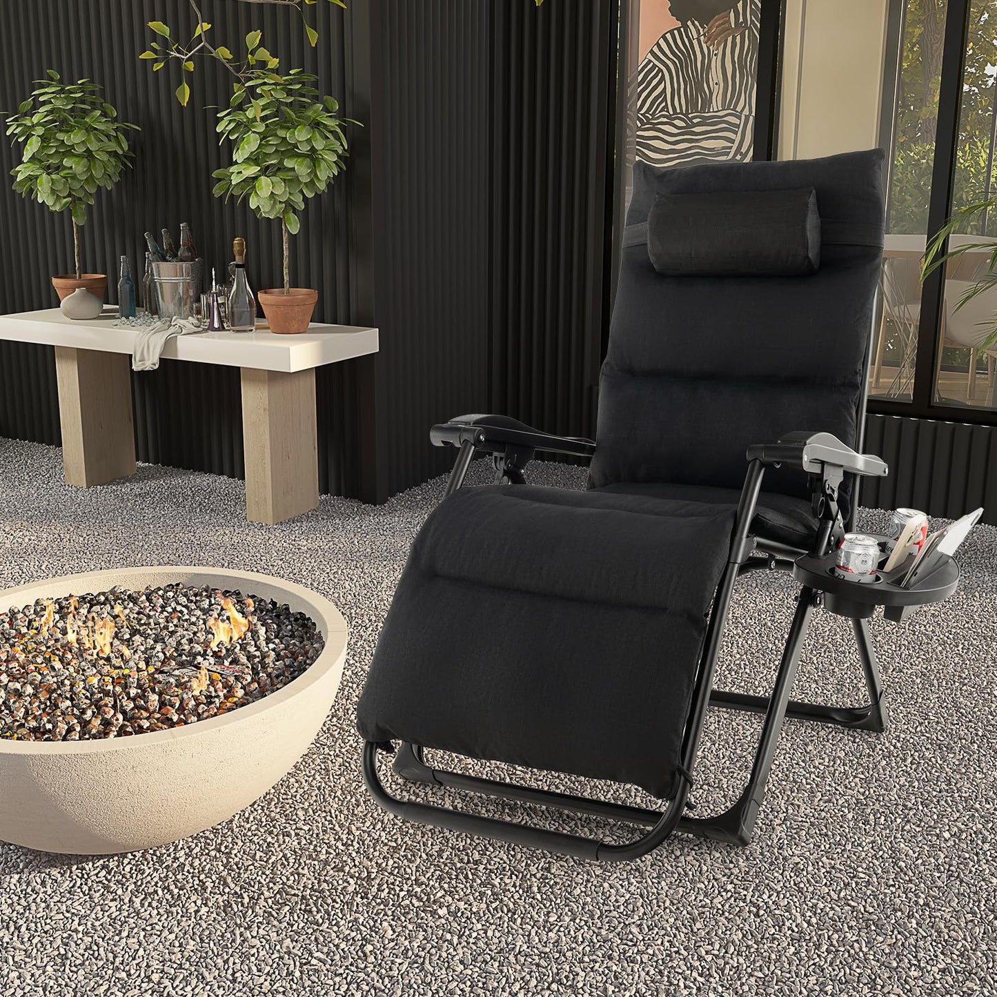 Adjustable Metal Zero Gravity Lounge Chair with Removable Cushion