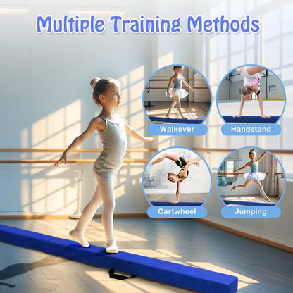 Portable Gymnastic Beam with Solid Wood Base & Anti-Slip Bottom