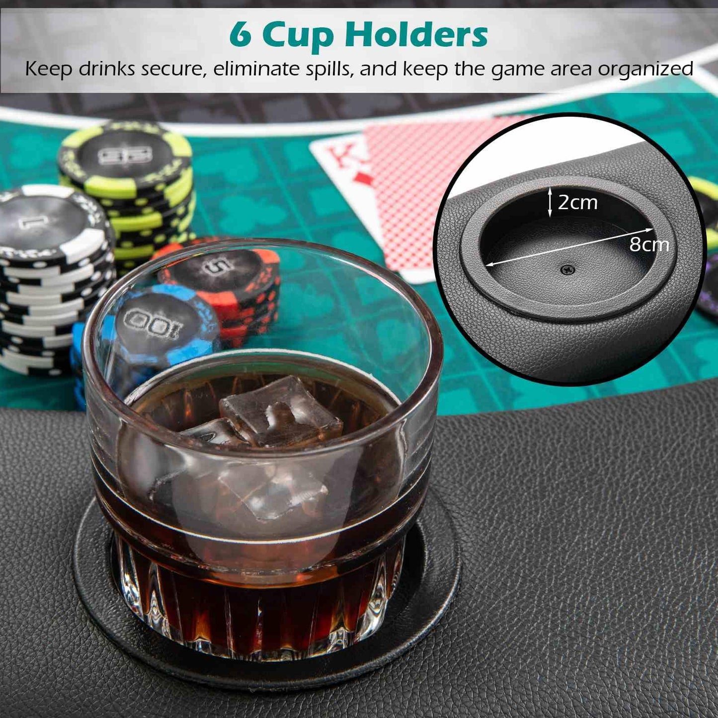 1.2M 6-Player Foldable Poker Table Top