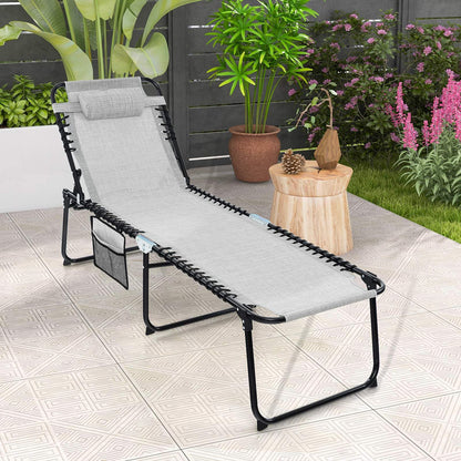 Patio Folding Chaise Lounge Oversized Portable Lay Flat Reclining Chair
