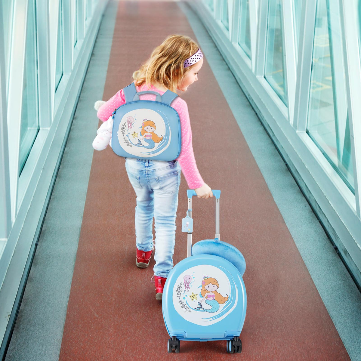 4-Piece Kids Luggage Suitcase Set with 14 Inch Hardside Spinner