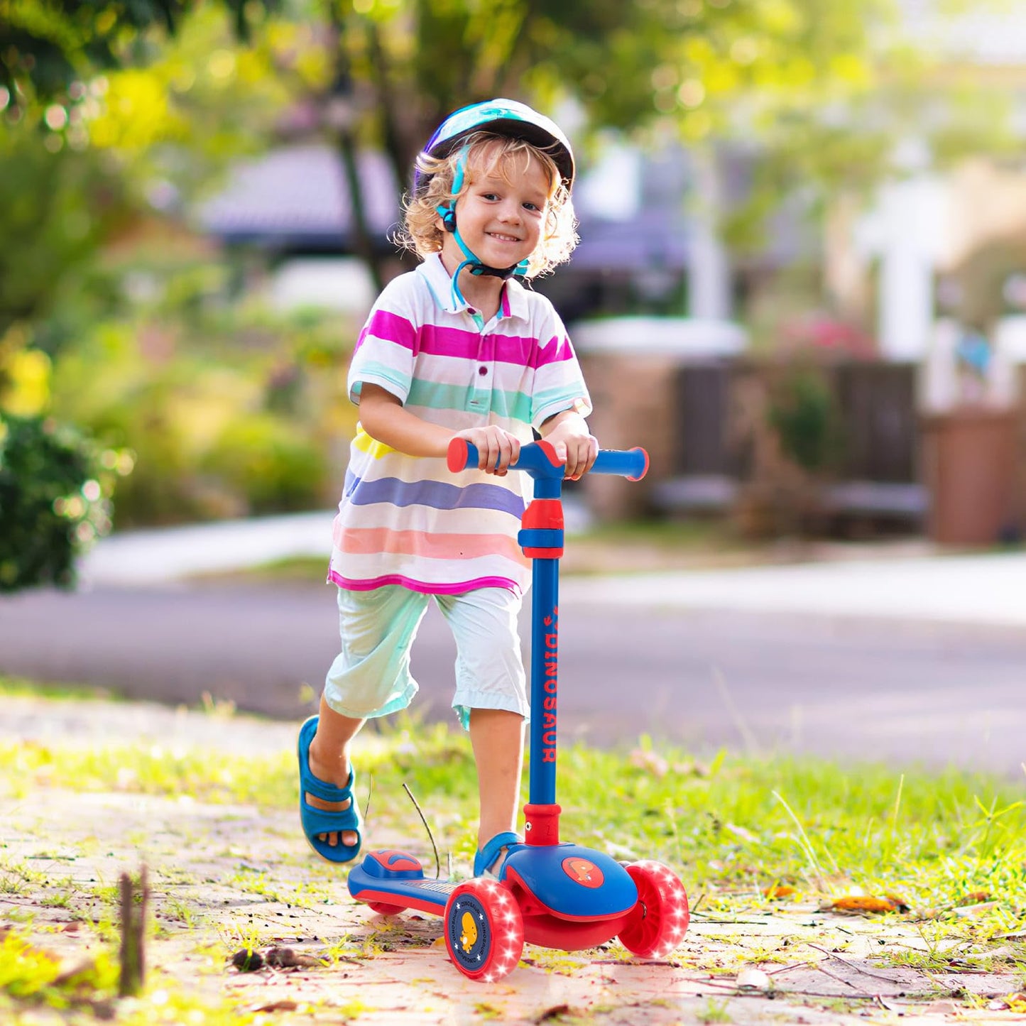 3-Wheel Toddler Kick Scooter with Light-up LED Wheel & Stepless Adjustable Handlebar