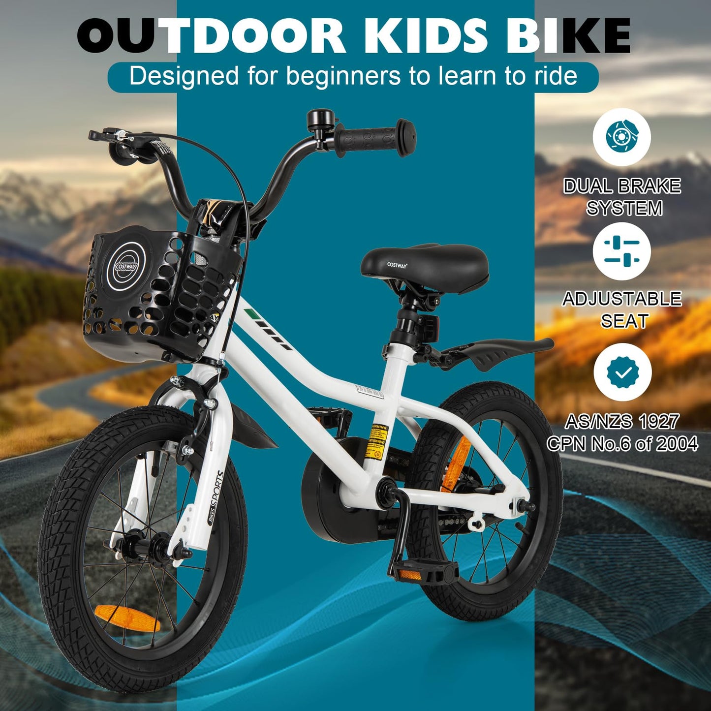14 16 18 Inch Kids Bike with Training Wheels for Girls Boys