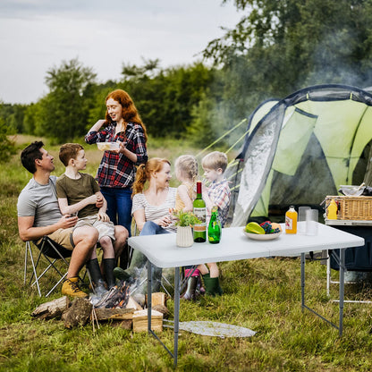 Portable Bi-fold Picnic Table with 3-Level Height Adjustment Carrying Handle
