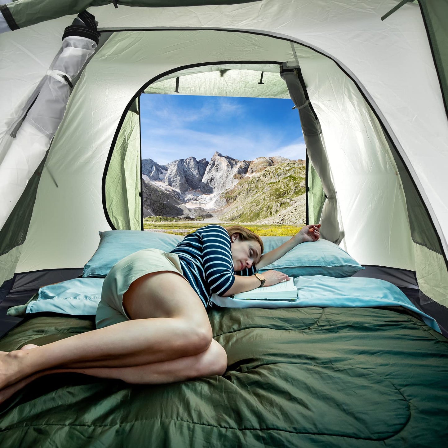 Camping Tent for 4-6 Persons With Front Porch & Back Vestibule