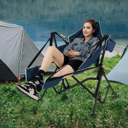 Oversized Hammock Camping Chair with Footrest for Adults with Cup Holder