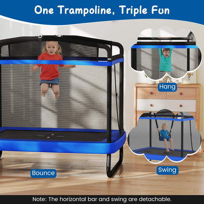 6 FT Kids Trampoline with Swing and Horizontal Bar