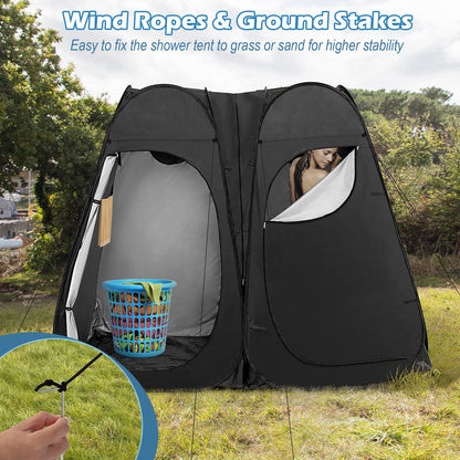 Double Room Outdoor Privacy Tent with Window Floor Storage Pocket