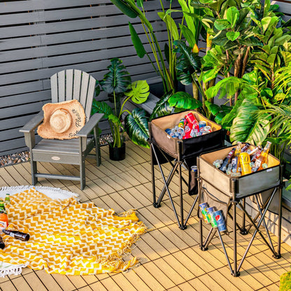 2 PCS Portable Picnic Tables with Large Capacity Storage Sink