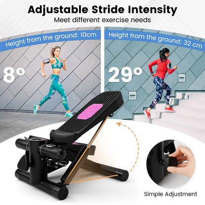 Mini Stepper for Exercise at Home with Resistance Bands for Full Body Workout