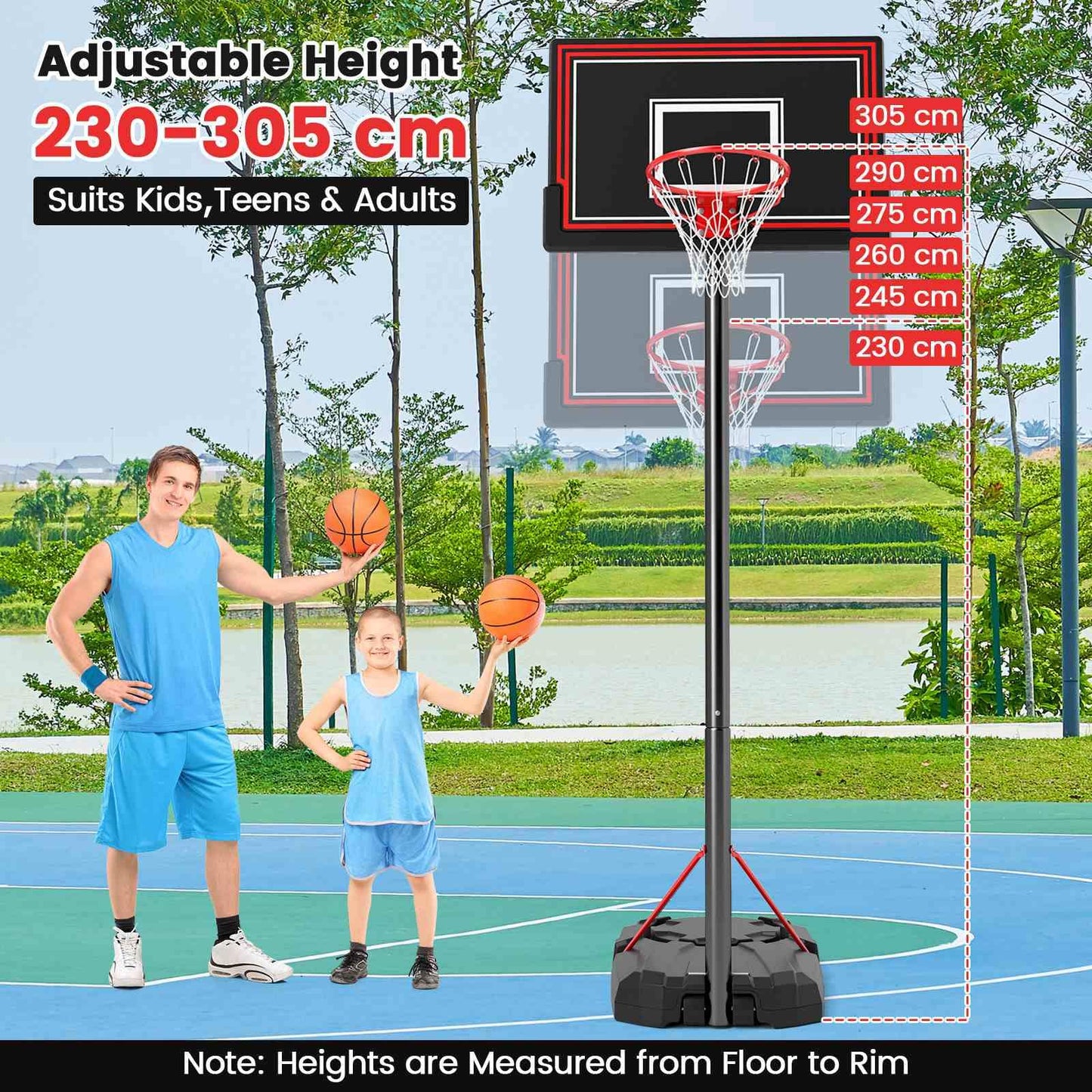 Portable Basketball Hoop with 110cm Shatterproof Backboard