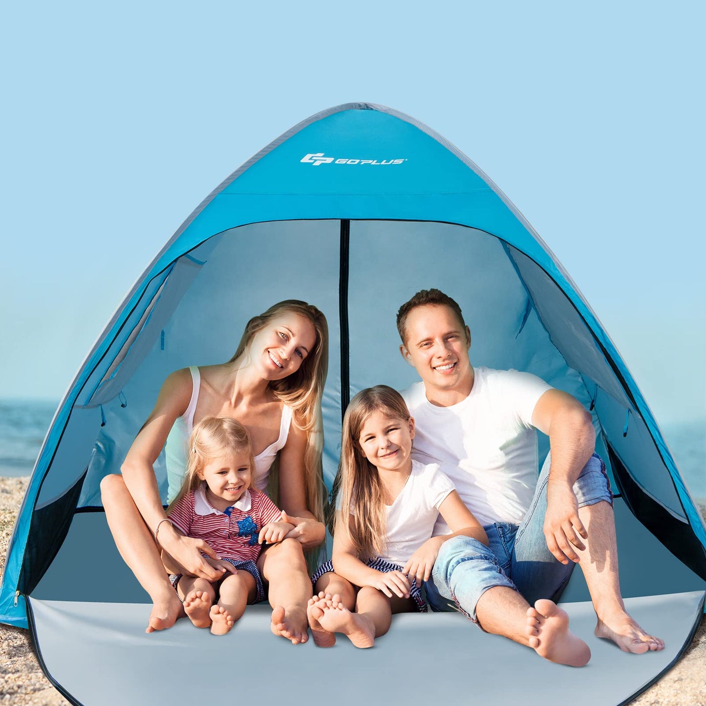 2-4 Persons Automatic Pop-up Beach Tent UPF50+ Sun Protection