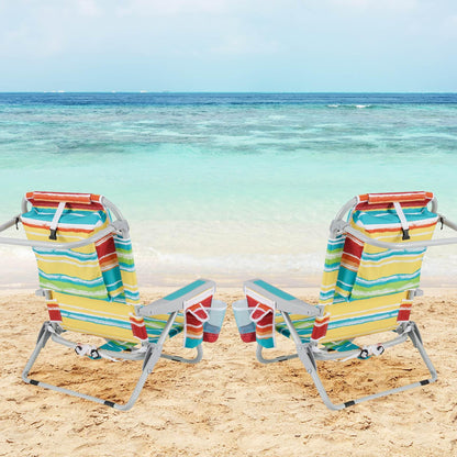 Foldable 5-Position Backpack Beach Chair with Cup Holder