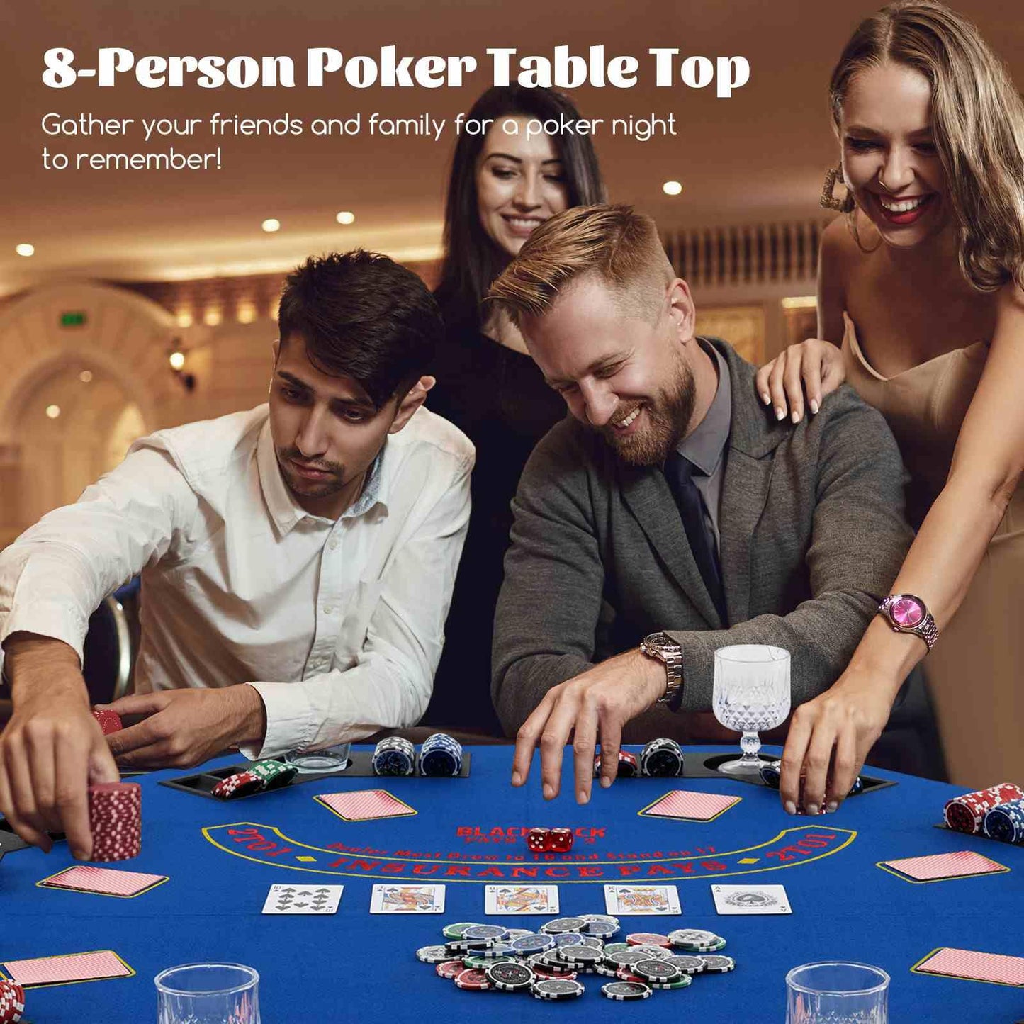 1.2M 8-Player Foldable Poker Table Top for Family Game