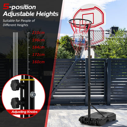 Height Adjustable Basketball System with 2 Nets Fillable Base 2 Built-in Wheels