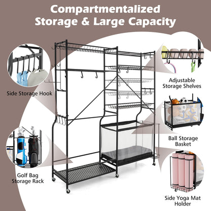 Sports Equipment Organizer for Garage Metal Ball Storage Rack