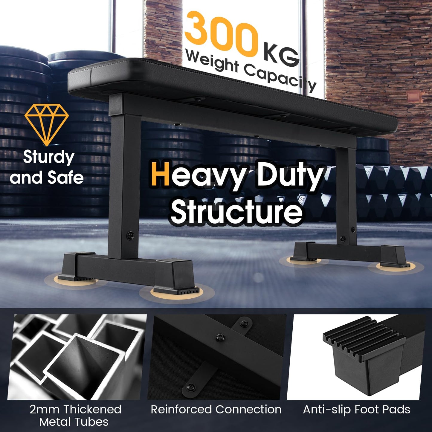 300 KG Heavy Duty Strength Training Bench for Home Gym
