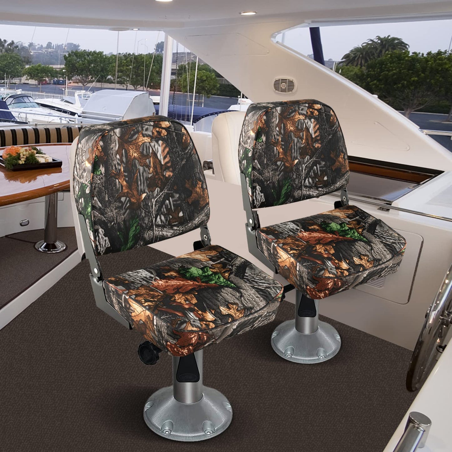 2-Piece Low Back Boat Seat Set for Most Support Bases