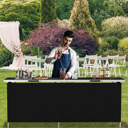 Aluminum Portable Picnic Table w/ 2-Tier Open Shelves & Spacious Tabletop