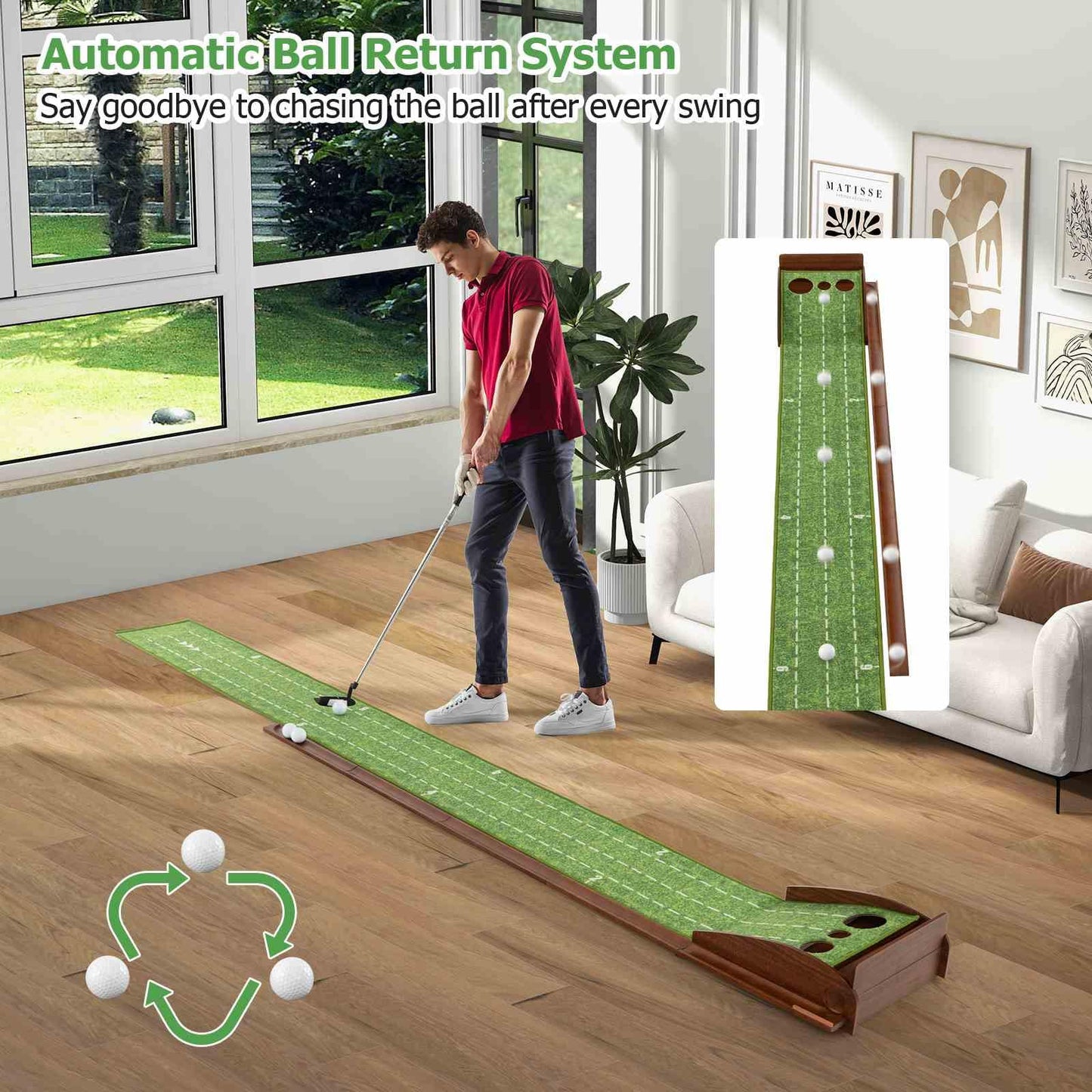 Indoor/Outdoor Golf Putting Mat for Training & Practicing