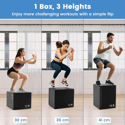 16 Inch Foam Jumping Box with 3 Heights & Easy-to-Clean PU Cover