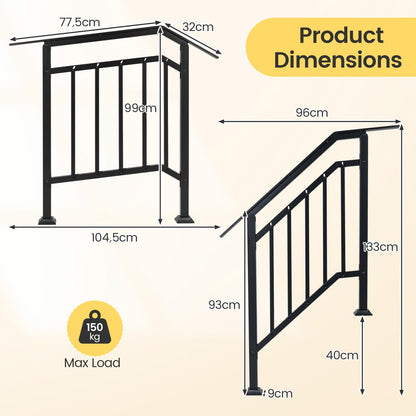 2 Pack Handrails for Outdoor Steps with Adjustable Angle