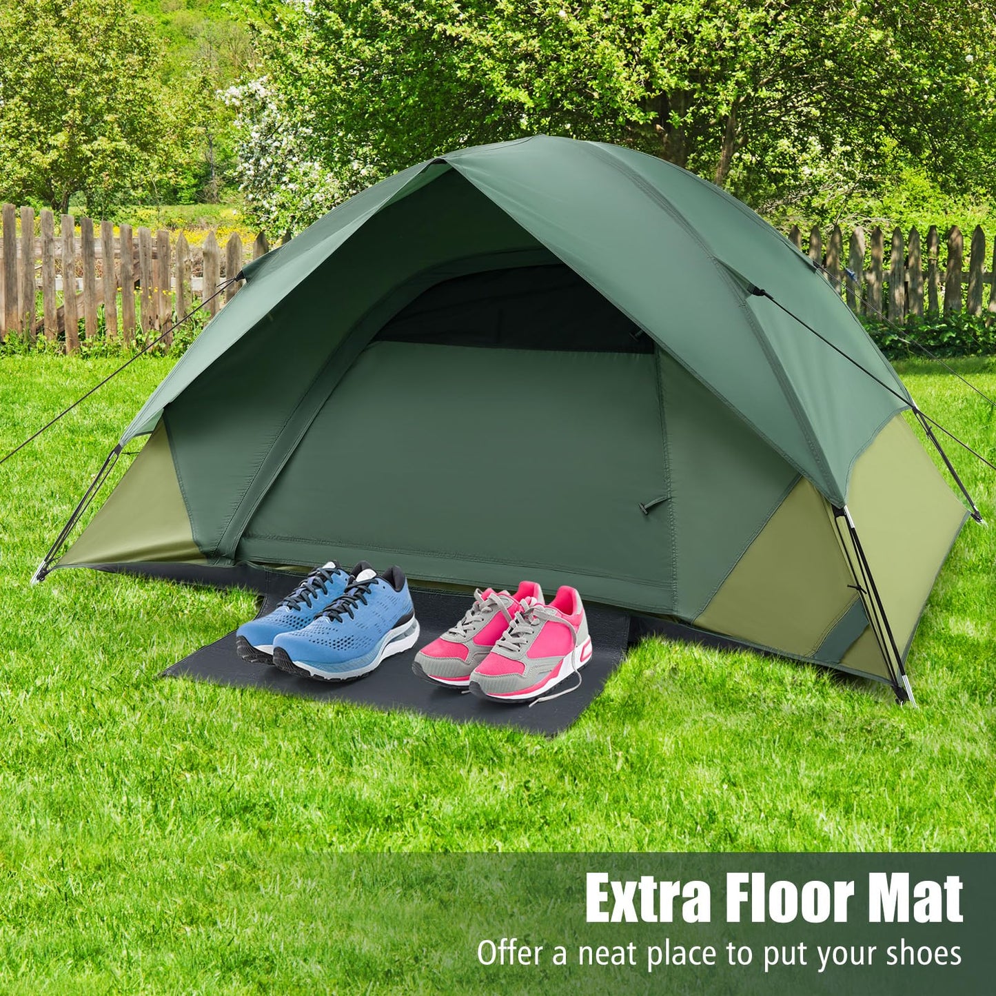 2-Person Camping Tent with Removable Rain Fly Double-Layer Door