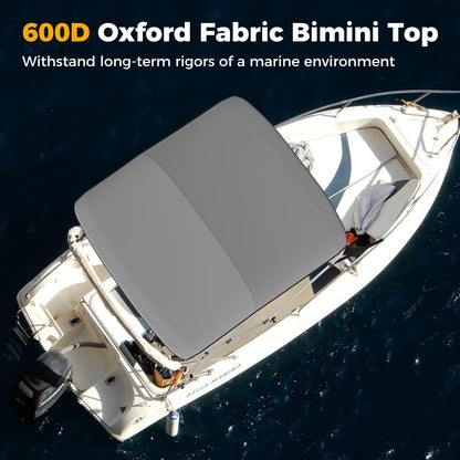 Boat Bimini Top with Heavy- Duty Aluminum Support Frame(183 x 170-182 x 117 cm (L x W x H))