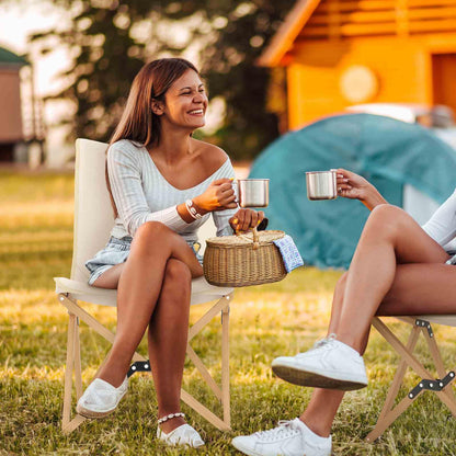 Butterfly Folding Chair Set of 2 Bamboo Dorm Chair with Storage Pocket