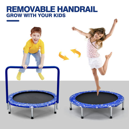 36” Kids Trampoline, Foldable Mini Rebounder with Full Covered Handle and Safety Pad