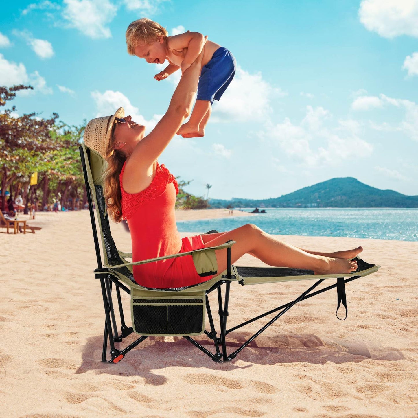 2 in 1 Portable Camping Chair with Detachable Footrest Adjustable Backrest