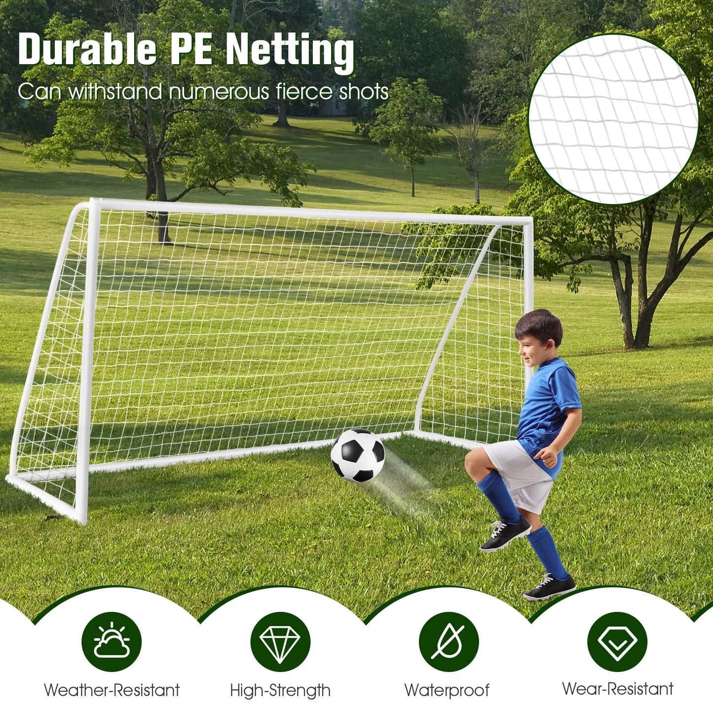 Portable Soccer Goal with Strong PVC Frame & High-Strength Netting