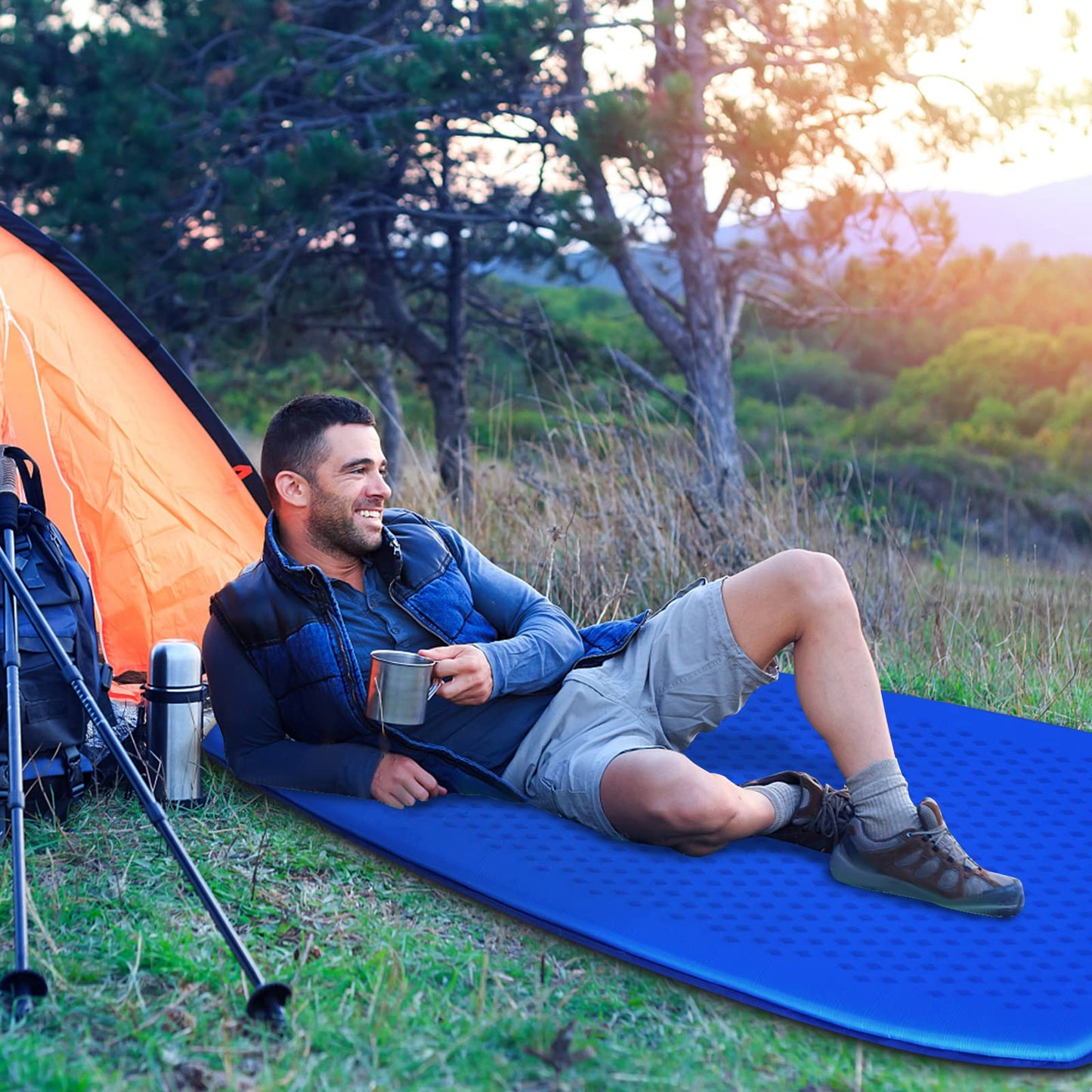 Self Inflating Camping Air Mattress Inflatable Sleeping Pad