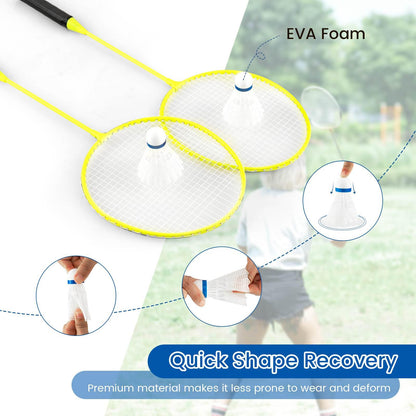 Portable Badminton Net Set with 2 Badminton Rackets 2 Shuttlecocks