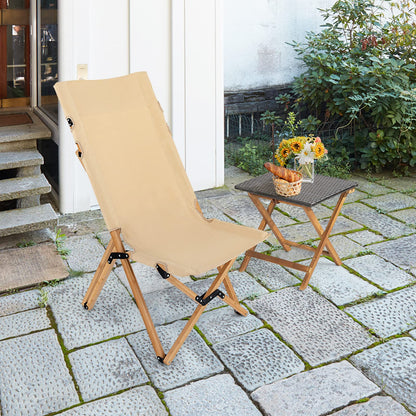 Outdoor Bamboo Chair with 2-Level Adjustable Backrest No Assembly Required