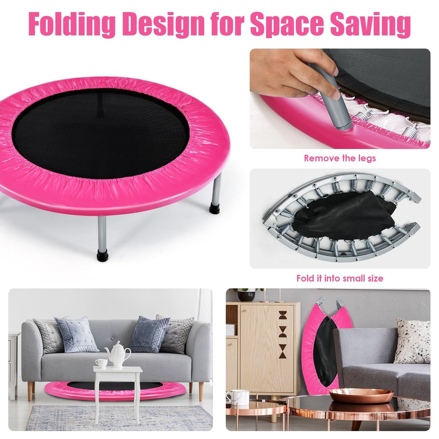 Mini Folding Kids Trampoline Portable Recreational Rebounder