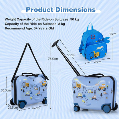 2 PC Kids Luggage Set with Spinner Wheels