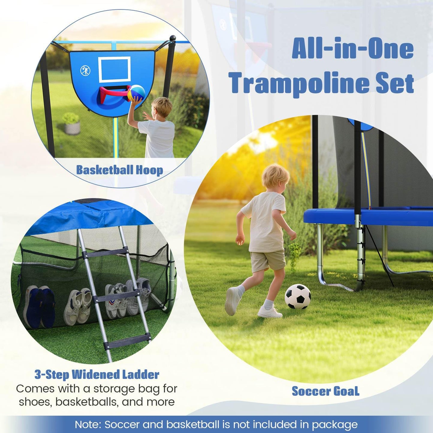 10 x 8 FT Heavy Duty Trampoline with Basketball Hoop