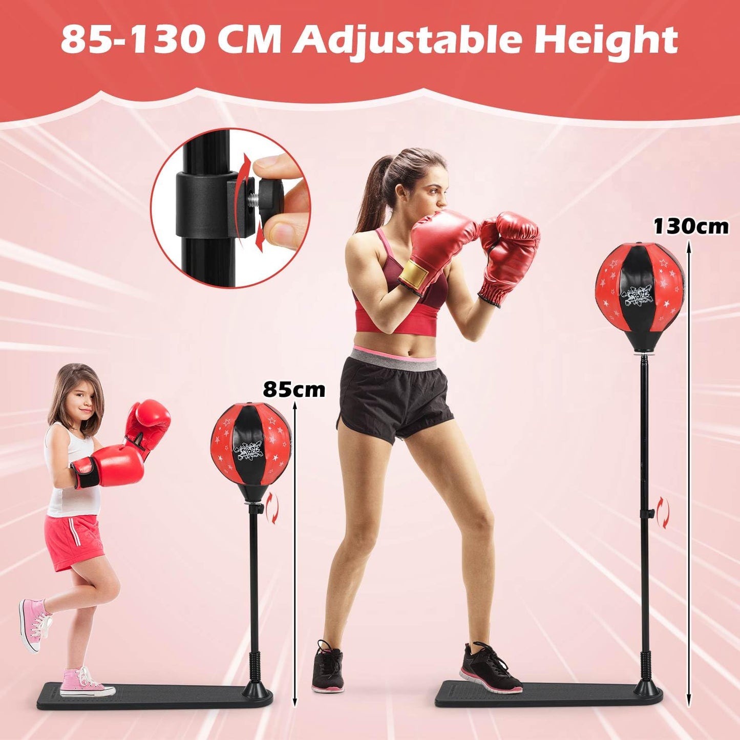 Inflatable Boxing Ball with Boxing Gloves & Air Pump & Stand